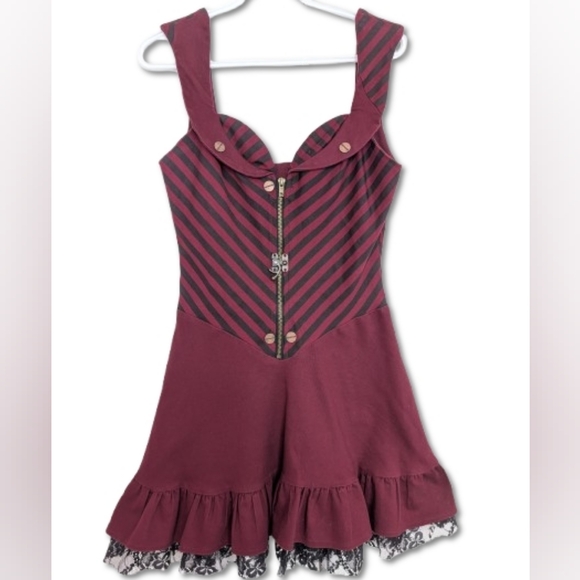 Jawbreaker Steampunk Corset Dress Goth Red Black Lace Rufflesize M - Picture 2 of 13